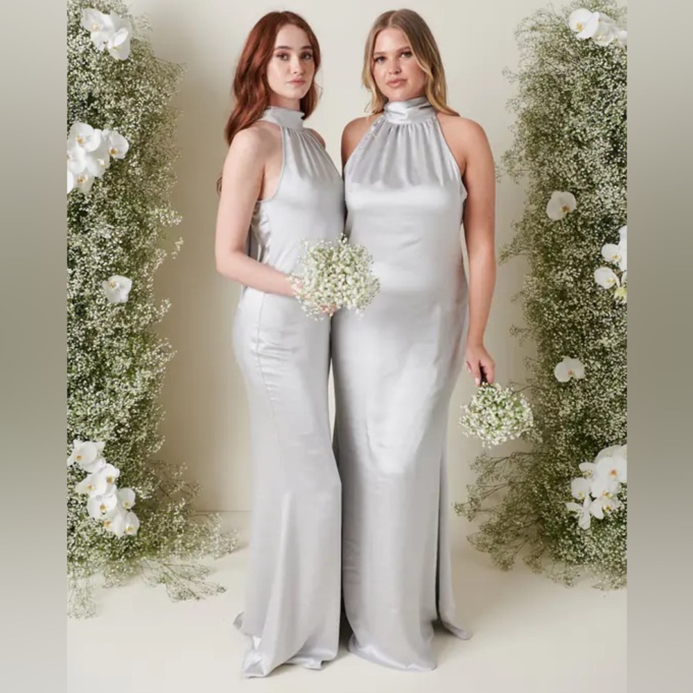 Odelle Maxi Bridesmaid Dress - Matte Silver - Size 6 US